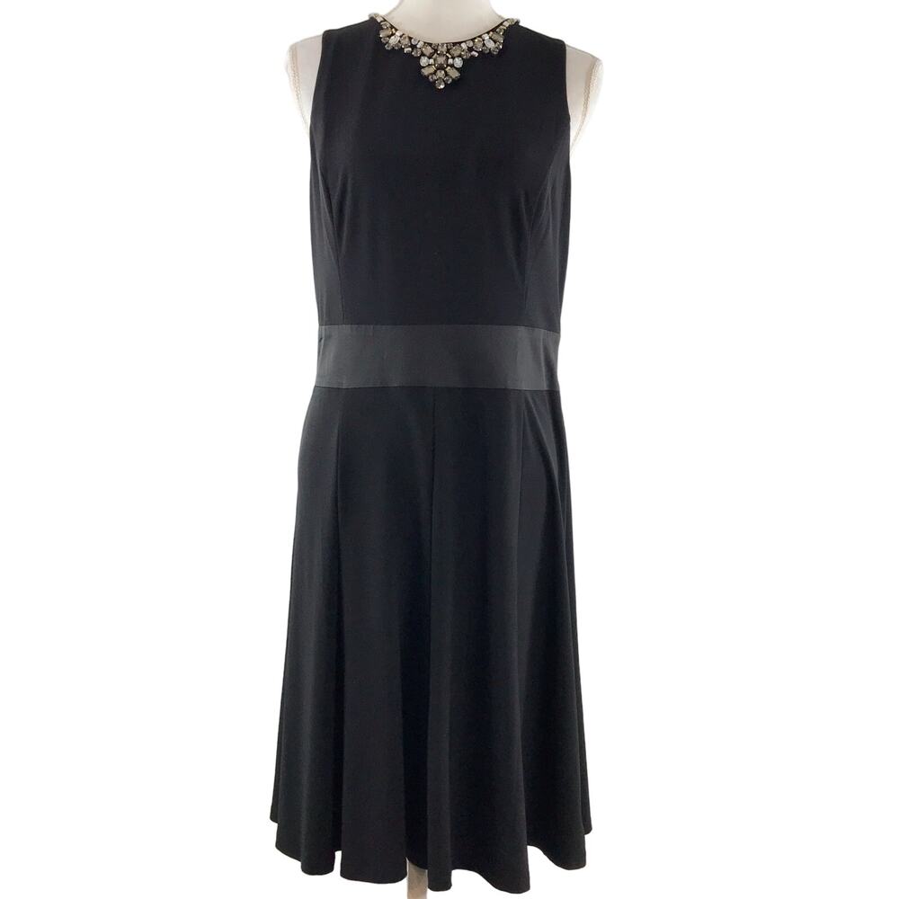 Lauren Ralph Lauren Women's Black Matte Jersey Rhinestone Embellished Dress